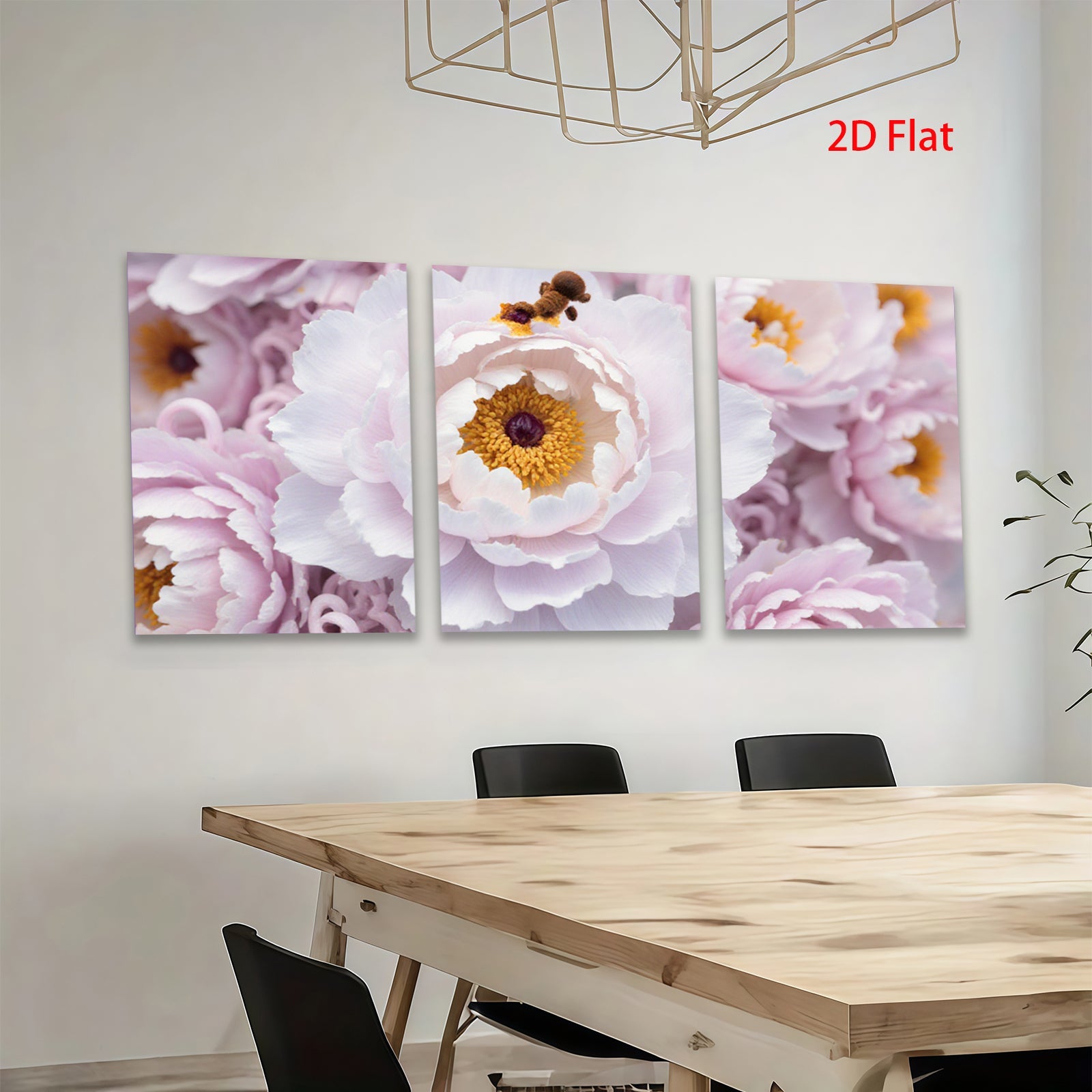 2D flat 1pc delicate pink white peony blooms floral wall art living room bedroom decor farmhouse style canvas prints modern botanical art gallery wrapped