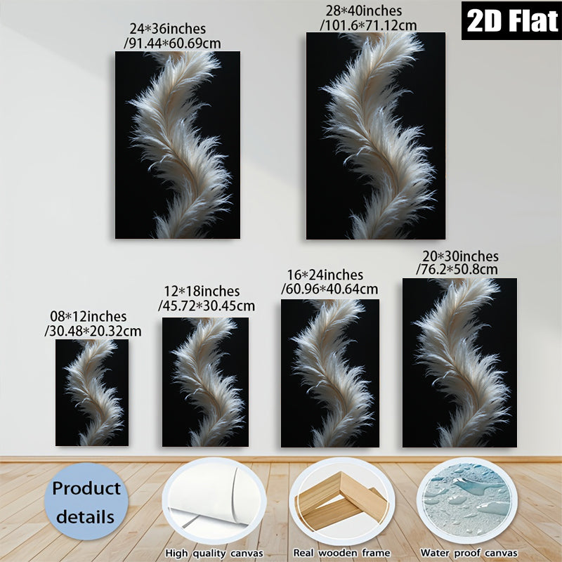 2D flat 1pc delicate plume abstract wall art for living room bedroom modern farmhouse gallery wrapped canvas prints cozy vibes botanical decor