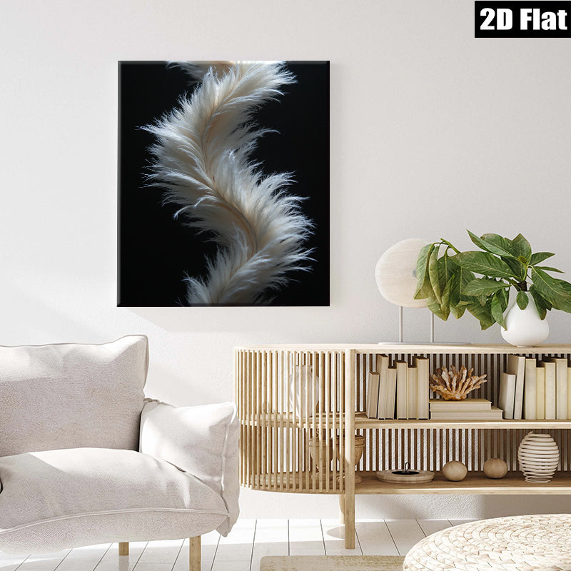 2D flat 1pc delicate plume abstract wall art for living room bedroom modern farmhouse gallery wrapped canvas prints cozy vibes botanical decor