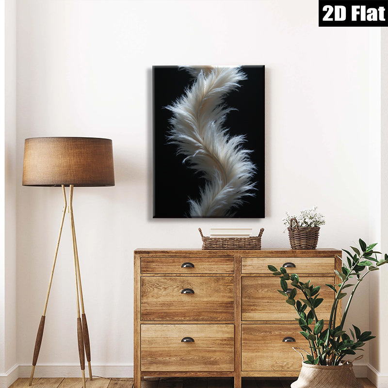 2D flat 1pc delicate plume abstract wall art for living room bedroom modern farmhouse gallery wrapped canvas prints cozy vibes botanical decor