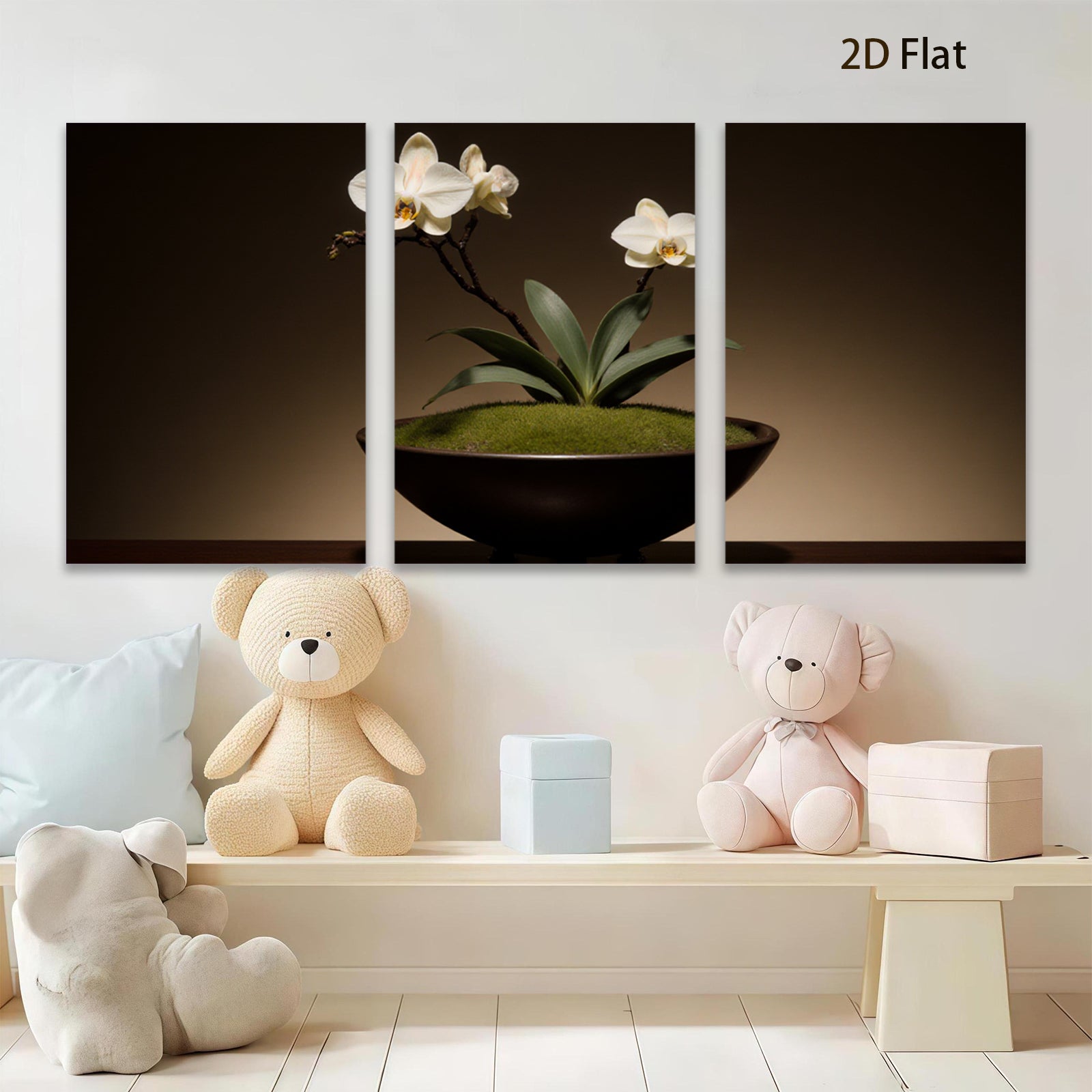 2D flat 1pc delicate potted orchid bloom brings serene beauty to living room bedroom office wall decor farmhouse style