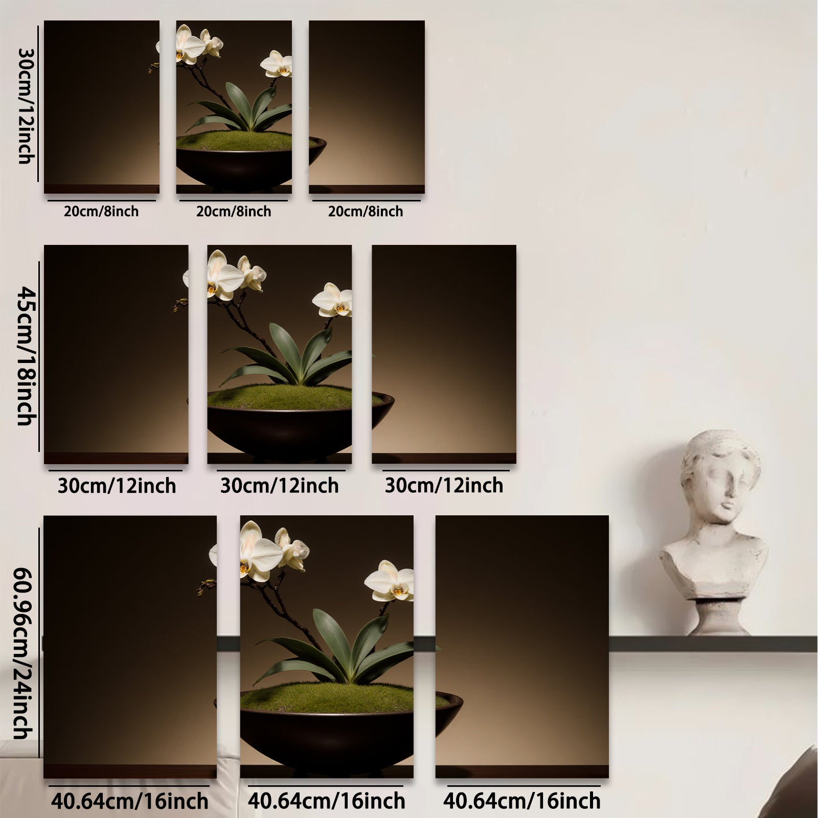 2D flat 1pc delicate potted orchid bloom brings serene beauty to living room bedroom office wall decor farmhouse style