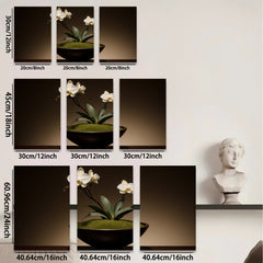 2D flat 1pc delicate potted orchid bloom brings serene beauty to living room bedroom office wall decor farmhouse style