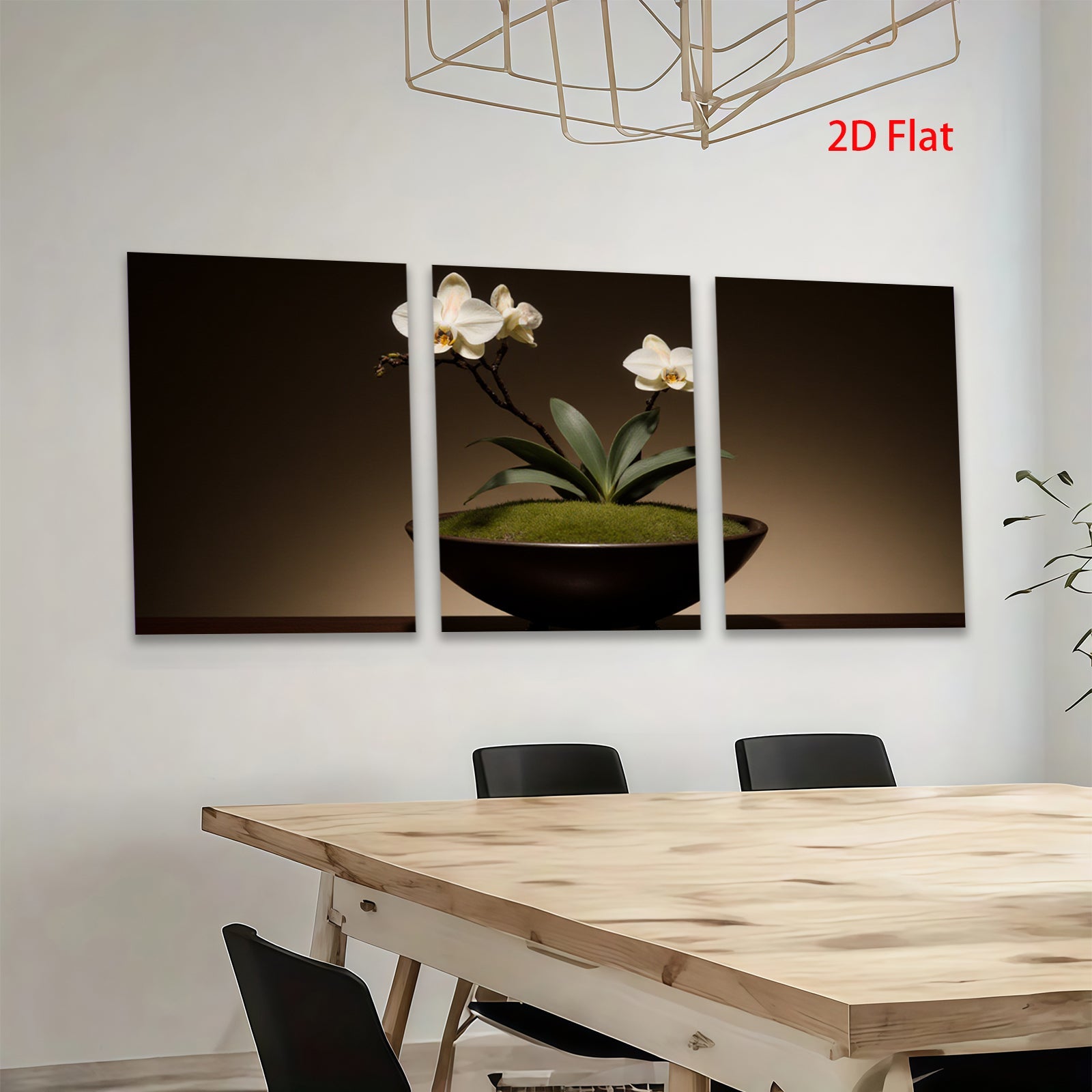 2D flat 1pc delicate potted orchid bloom brings serene beauty to living room bedroom office wall decor farmhouse style