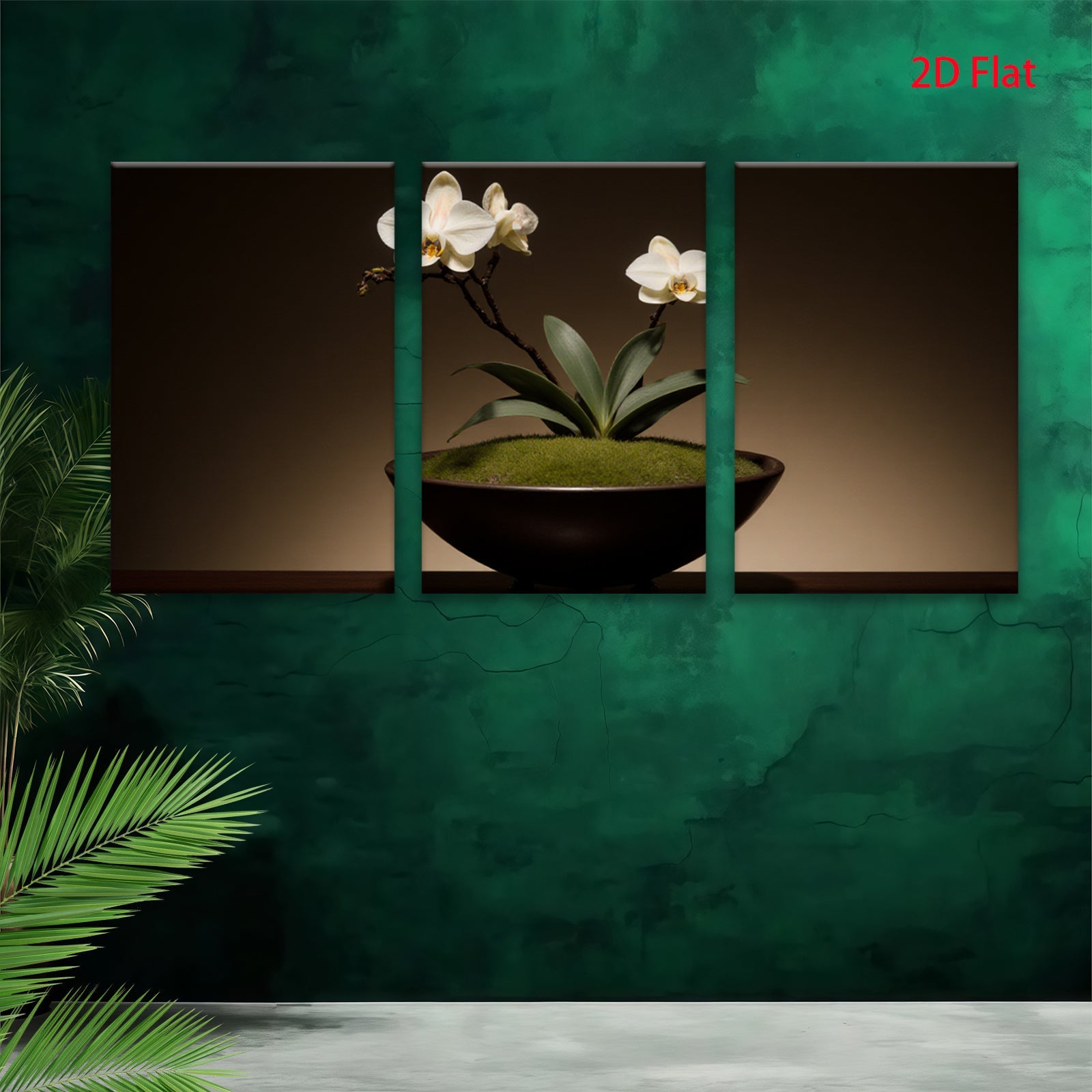2D flat 1pc delicate potted orchid bloom brings serene beauty to living room bedroom office wall decor farmhouse style
