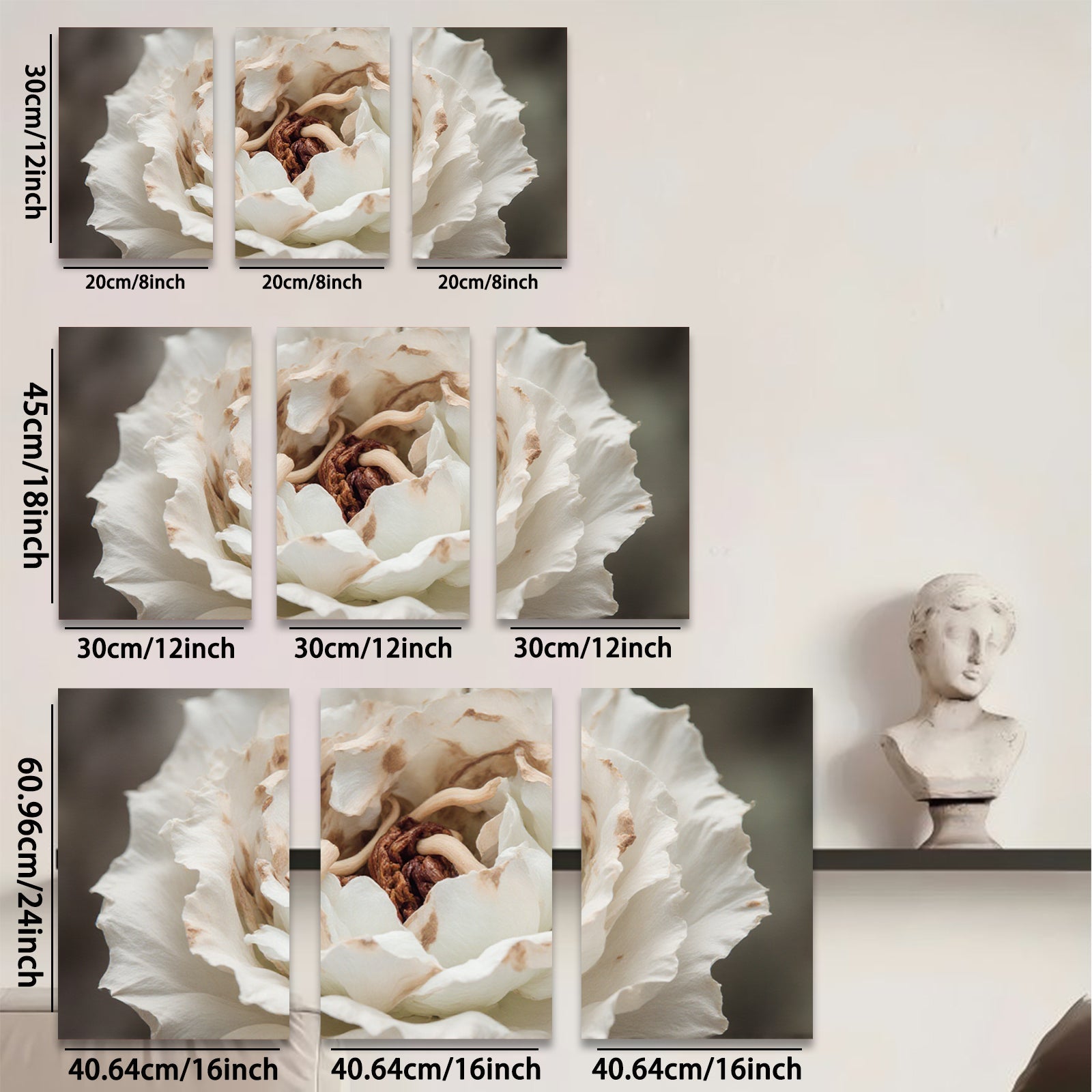 2D flat 1pc delicate white blossom close up botanical wall art for living room bedroom farmhouse decor modern minimalist gallery wrapped canvas print