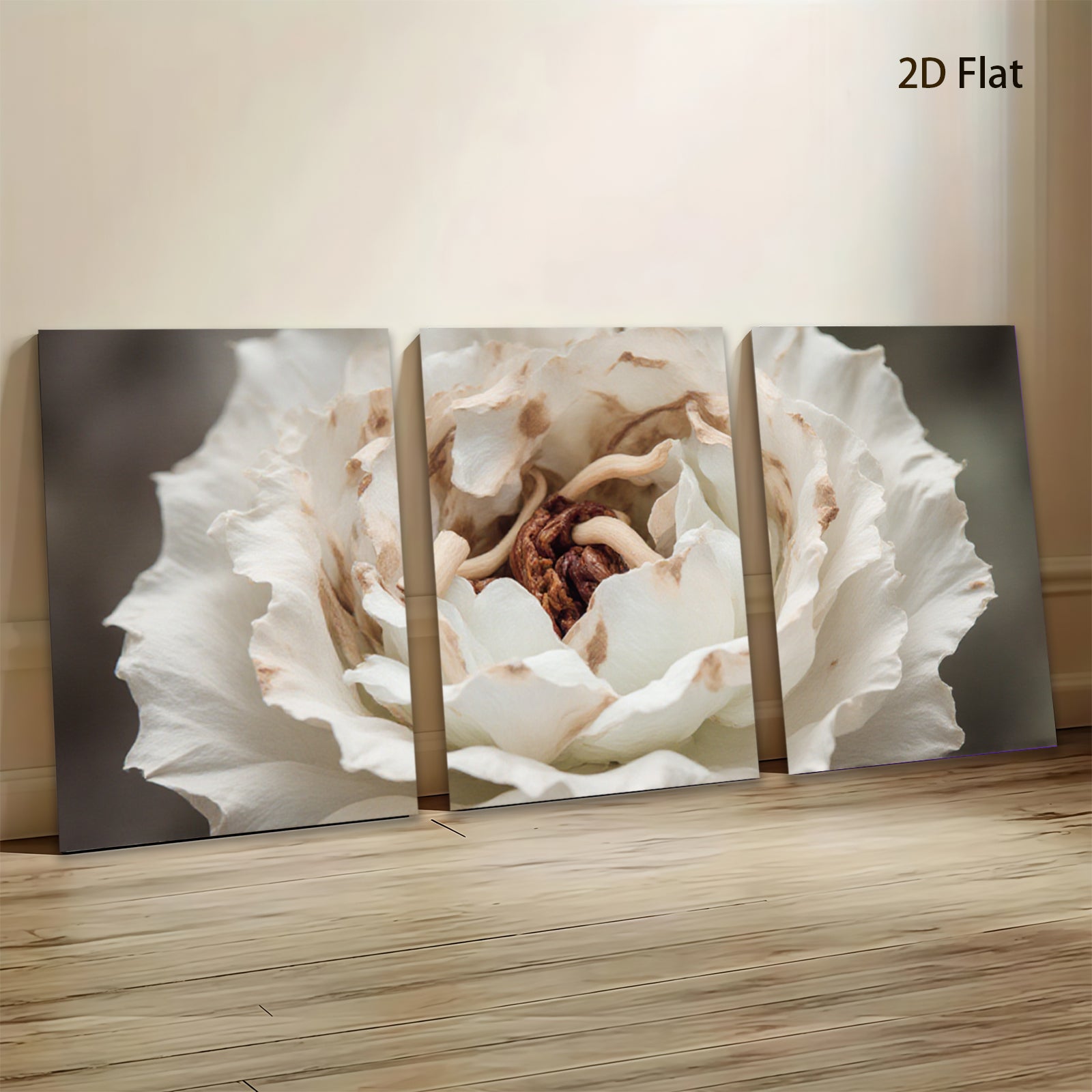 2D flat 1pc delicate white blossom close up botanical wall art for living room bedroom farmhouse decor modern minimalist gallery wrapped canvas print
