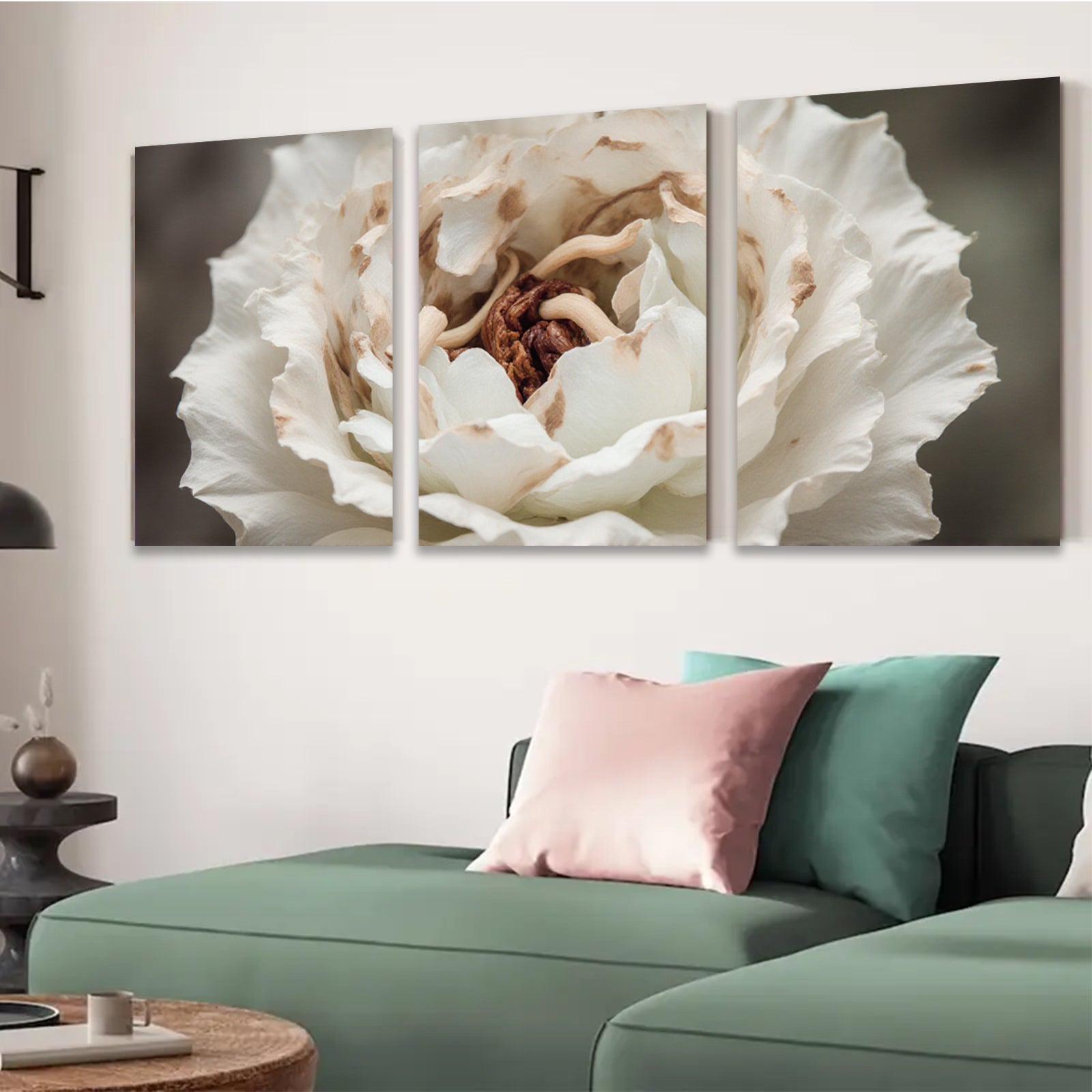 2D flat 1pc delicate white blossom close up botanical wall art for living room bedroom farmhouse decor modern minimalist gallery wrapped canvas print