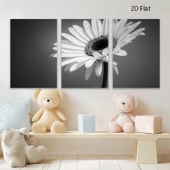 2D flat 1pc delicate white daisy bloom close up botanical wall art for living room bedroom office farmhouse modern gallery wrapped canvas prints