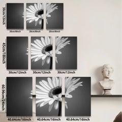 2D flat 1pc delicate white daisy bloom close up botanical wall art for living room bedroom office farmhouse modern gallery wrapped canvas prints