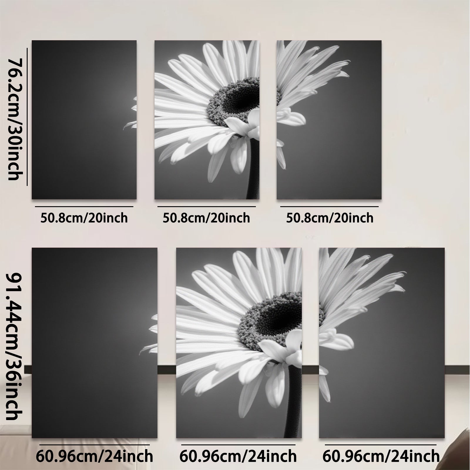 2D flat 1pc delicate white daisy bloom close up botanical wall art for living room bedroom office farmhouse modern gallery wrapped canvas prints