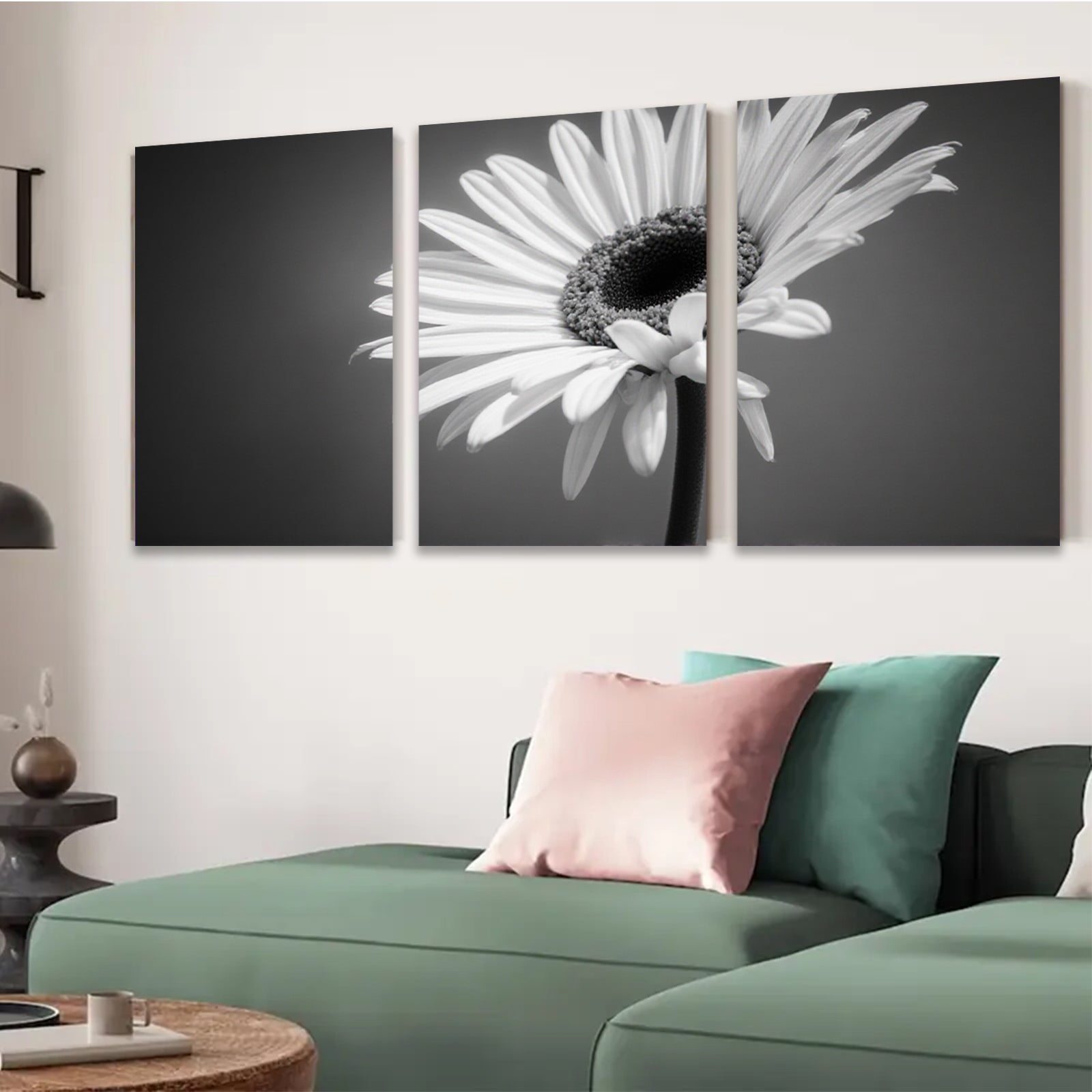 2D flat 1pc delicate white daisy bloom close up botanical wall art for living room bedroom office farmhouse modern gallery wrapped canvas prints