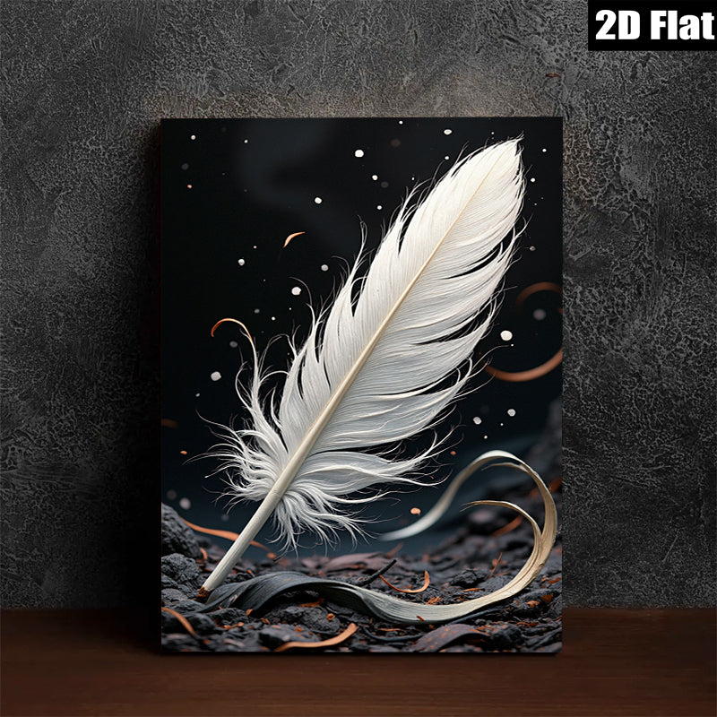 2D flat 1pc delicate white feather abstract wall art for living room bedroom home decor farmhouse style gallery wrapped canvas prints modern minimalist