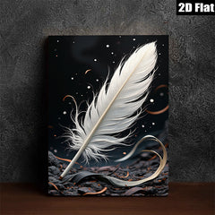 2D flat 1pc delicate white feather abstract wall art for living room bedroom home decor farmhouse style gallery wrapped canvas prints modern minimalist
