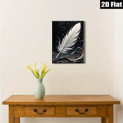 2D flat 1pc delicate white feather abstract wall art for living room bedroom home decor farmhouse style gallery wrapped canvas prints modern minimalist