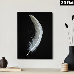 2D flat 1pc delicate white feather minimalist wall art bedroom living room farmhouse modern gallery wrapped canvas print ready to hang large size