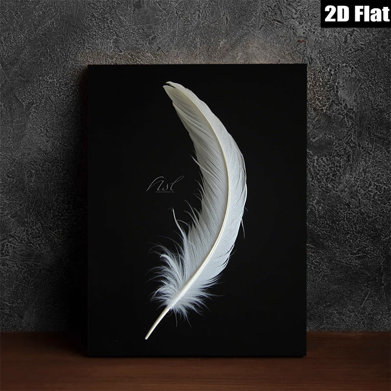2D flat 1pc delicate white feather minimalist wall art bedroom living room farmhouse modern gallery wrapped canvas print ready to hang large size