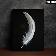 2D flat 1pc delicate white feather minimalist wall art bedroom living room farmhouse modern gallery wrapped canvas print ready to hang large size