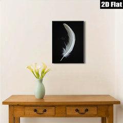 2D flat 1pc delicate white feather minimalist wall art bedroom living room farmhouse modern gallery wrapped canvas print ready to hang large size
