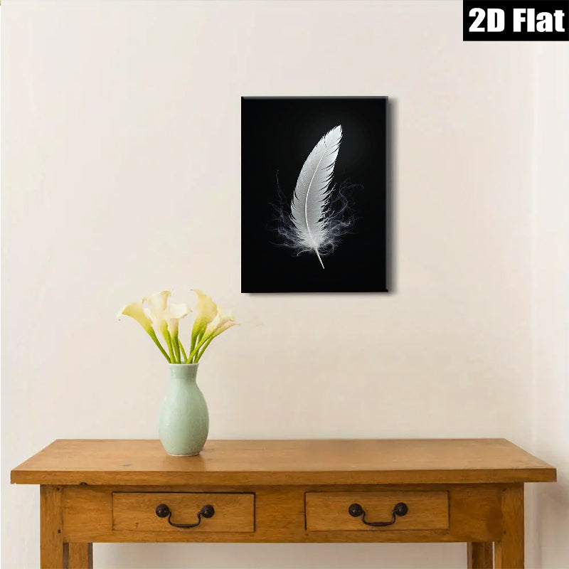 2D flat 1pc delicate white feather wall art canvas prints bedroom living room decor farmhouse modern minimalist gallery wrapped inspirational cozy chic