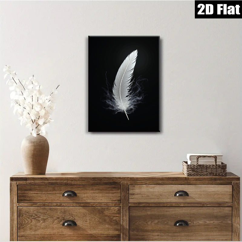 2D flat 1pc delicate white feather wall art canvas prints bedroom living room decor farmhouse modern minimalist gallery wrapped inspirational cozy chic