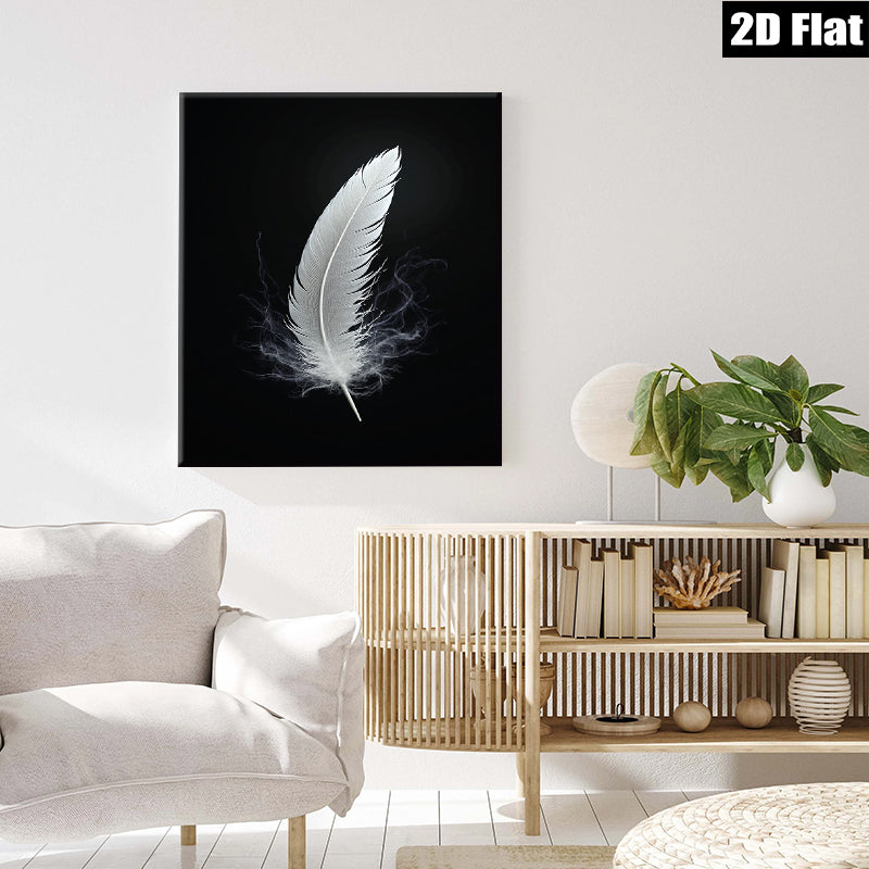 2D flat 1pc delicate white feather wall art canvas prints bedroom living room decor farmhouse modern minimalist gallery wrapped inspirational cozy chic