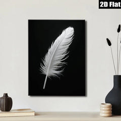 2D flat 1pc delicate white feather wall art canvas prints modern farmhouse living room bedroom decor botanical nature minimalist gallery wrapped