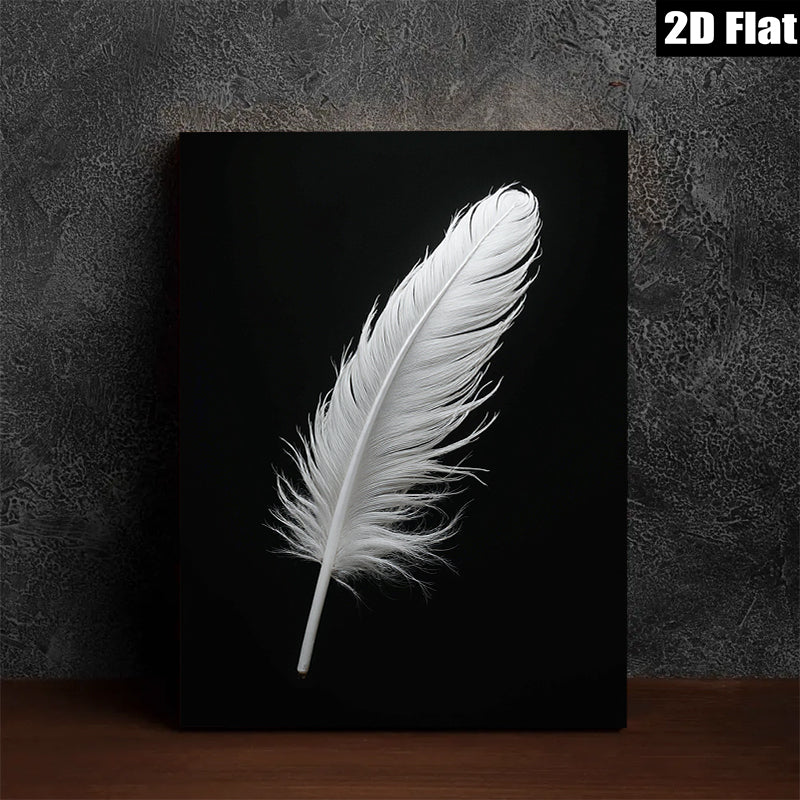 2D flat 1pc delicate white feather wall art canvas prints modern farmhouse living room bedroom decor botanical nature minimalist gallery wrapped