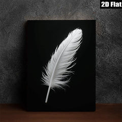 2D flat 1pc delicate white feather wall art canvas prints modern farmhouse living room bedroom decor botanical nature minimalist gallery wrapped
