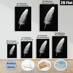2D flat 1pc delicate white feather wall art canvas prints modern farmhouse living room bedroom decor botanical nature minimalist gallery wrapped