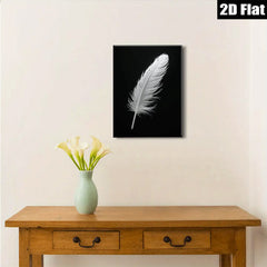 2D flat 1pc delicate white feather wall art canvas prints modern farmhouse living room bedroom decor botanical nature minimalist gallery wrapped