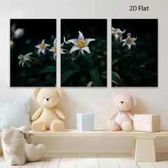 2D flat 1pc delicate white lilies bloom softly garden wall art living room bedroom decor farmhouse style botanical prints modern minimalist canvas paintings