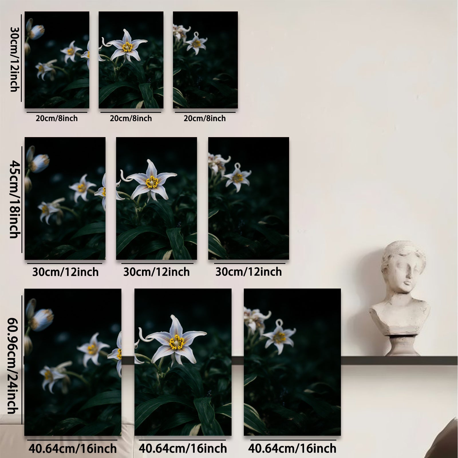 2D flat 1pc delicate white lilies bloom softly garden wall art living room bedroom decor farmhouse style botanical prints modern minimalist canvas paintings