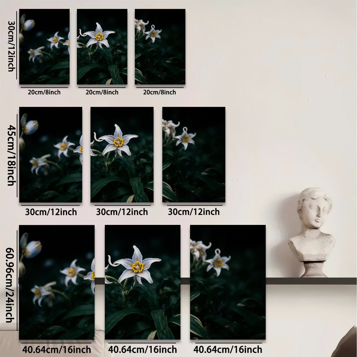 2D flat 1pc delicate white lilies bloom softly garden wall art living room bedroom decor farmhouse style botanical prints modern minimalist canvas paintings