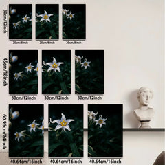 2D flat 1pc delicate white lilies bloom softly garden wall art living room bedroom decor farmhouse style botanical prints modern minimalist canvas paintings