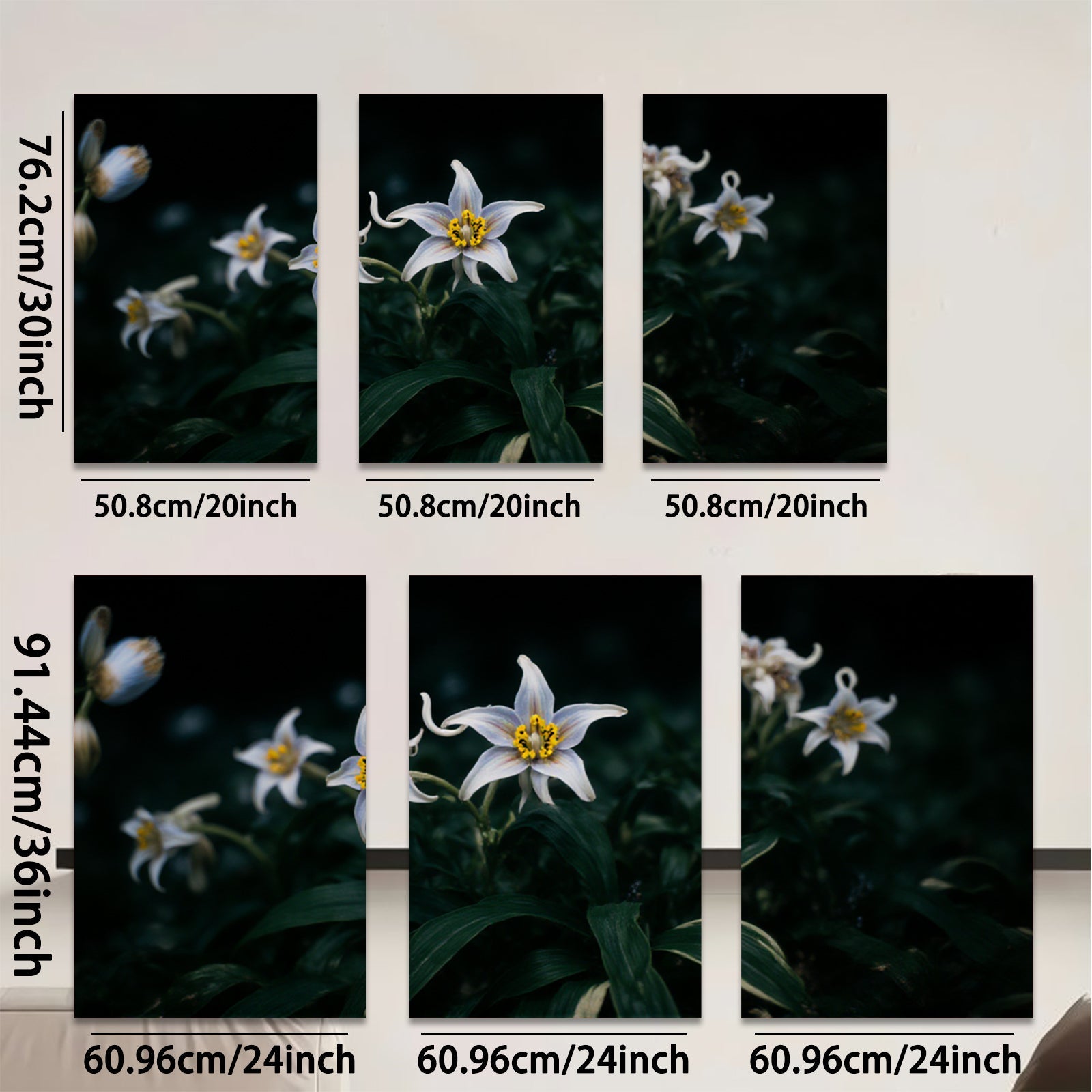 2D flat 1pc delicate white lilies bloom softly garden wall art living room bedroom decor farmhouse style botanical prints modern minimalist canvas paintings