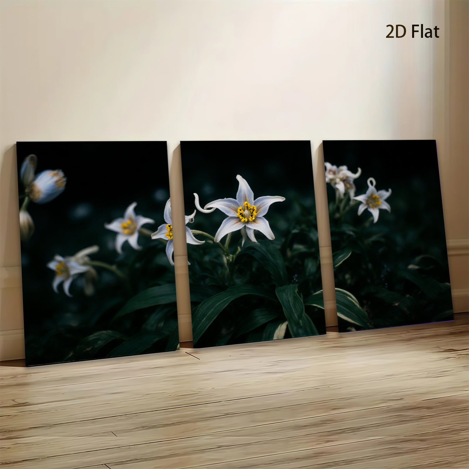 2D flat 1pc delicate white lilies bloom softly garden wall art living room bedroom decor farmhouse style botanical prints modern minimalist canvas paintings