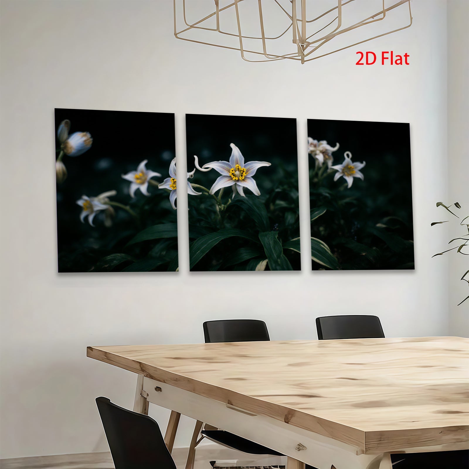 2D flat 1pc delicate white lilies bloom softly garden wall art living room bedroom decor farmhouse style botanical prints modern minimalist canvas paintings