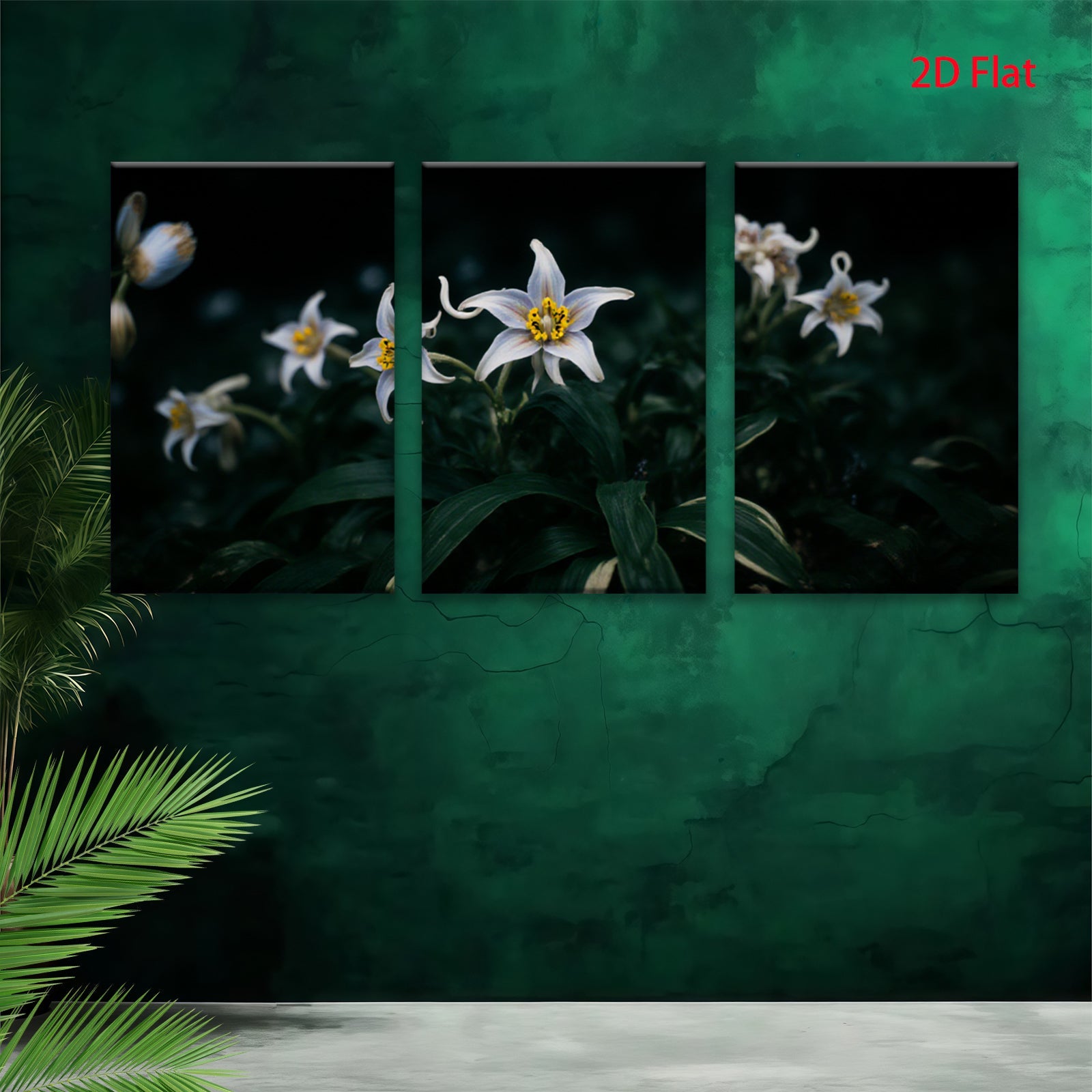 2D flat 1pc delicate white lilies bloom softly garden wall art living room bedroom decor farmhouse style botanical prints modern minimalist canvas paintings