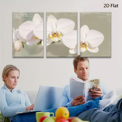 2D flat 1pc delicate white orchid blooms floral wall art living room bedroom home decor farmhouse style modern gallery wrapped canvas print