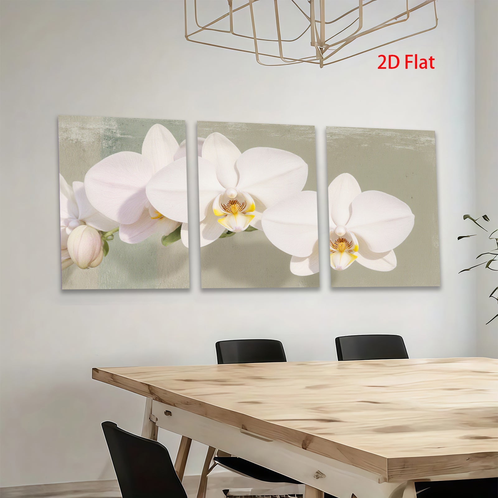 2D flat 1pc delicate white orchid blooms floral wall art living room bedroom home decor farmhouse style modern gallery wrapped canvas print
