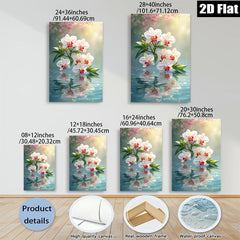 2D flat 1pc delicate white orchid blooms serene water reflections bedroom living room wall decor farmhouse style gallery wrapped canvas print