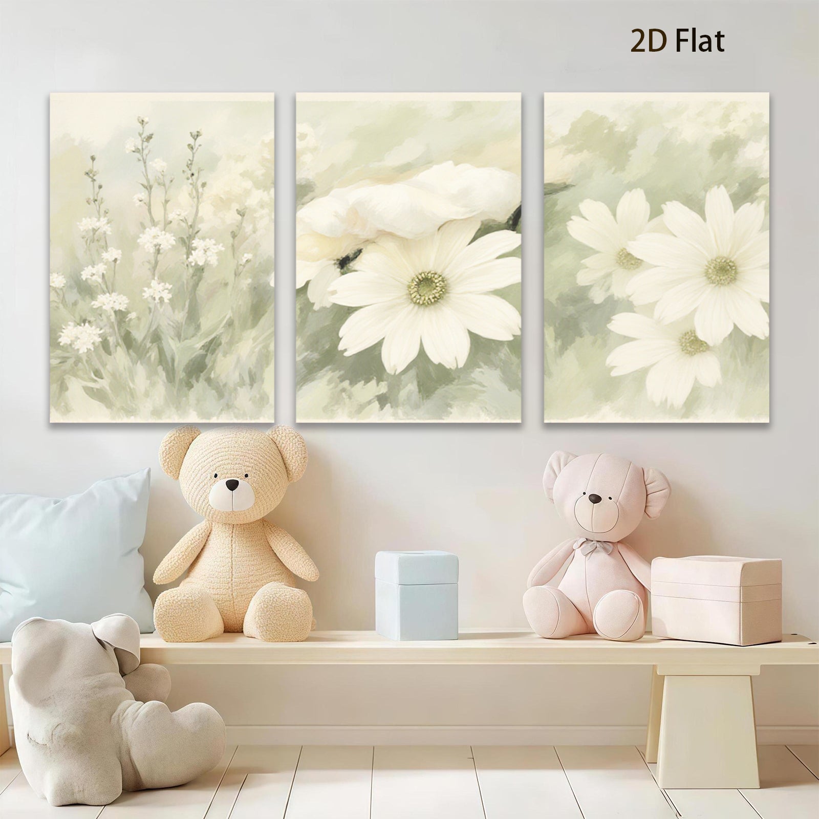 2D flat 1pc delicate wildflower bloom botanical wall art for living room bedroom farmhouse decor modern gallery wrapped canvas print ready to hang inspirational
