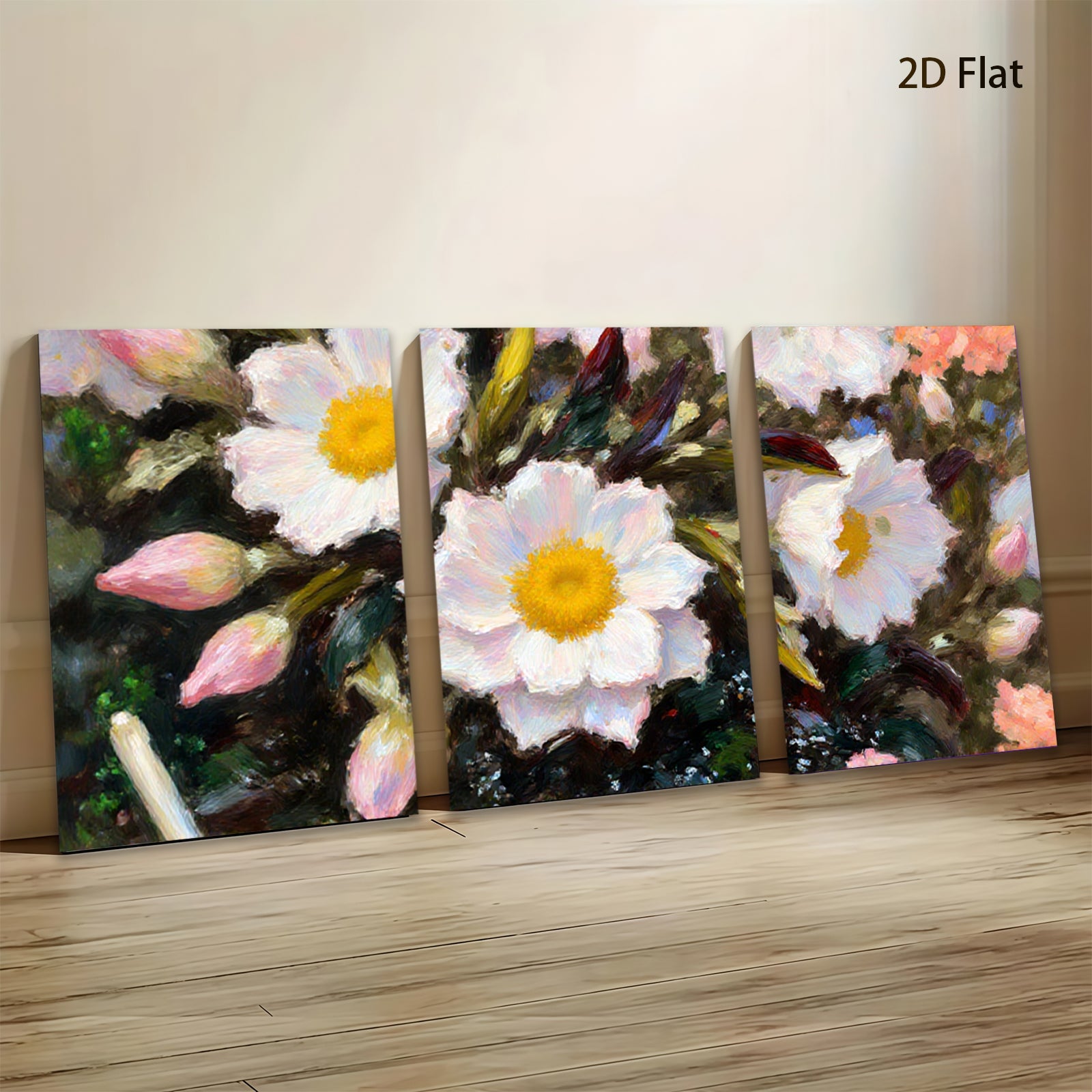 2D flat 1pc delicate wildflower bloom painting soft hues bedroom living room gallery wrapped canvas farmhouse wall art modern botanical prints