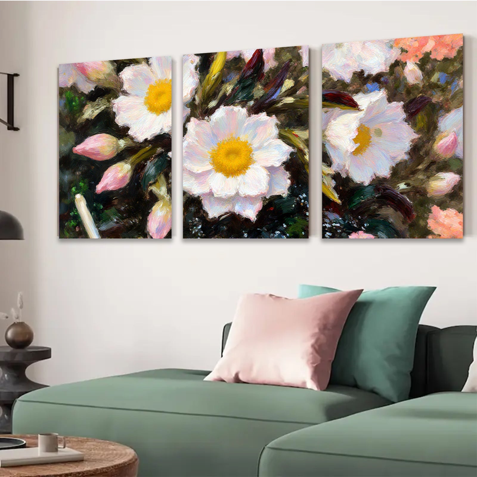2D flat 1pc delicate wildflower bloom painting soft hues bedroom living room gallery wrapped canvas farmhouse wall art modern botanical prints
