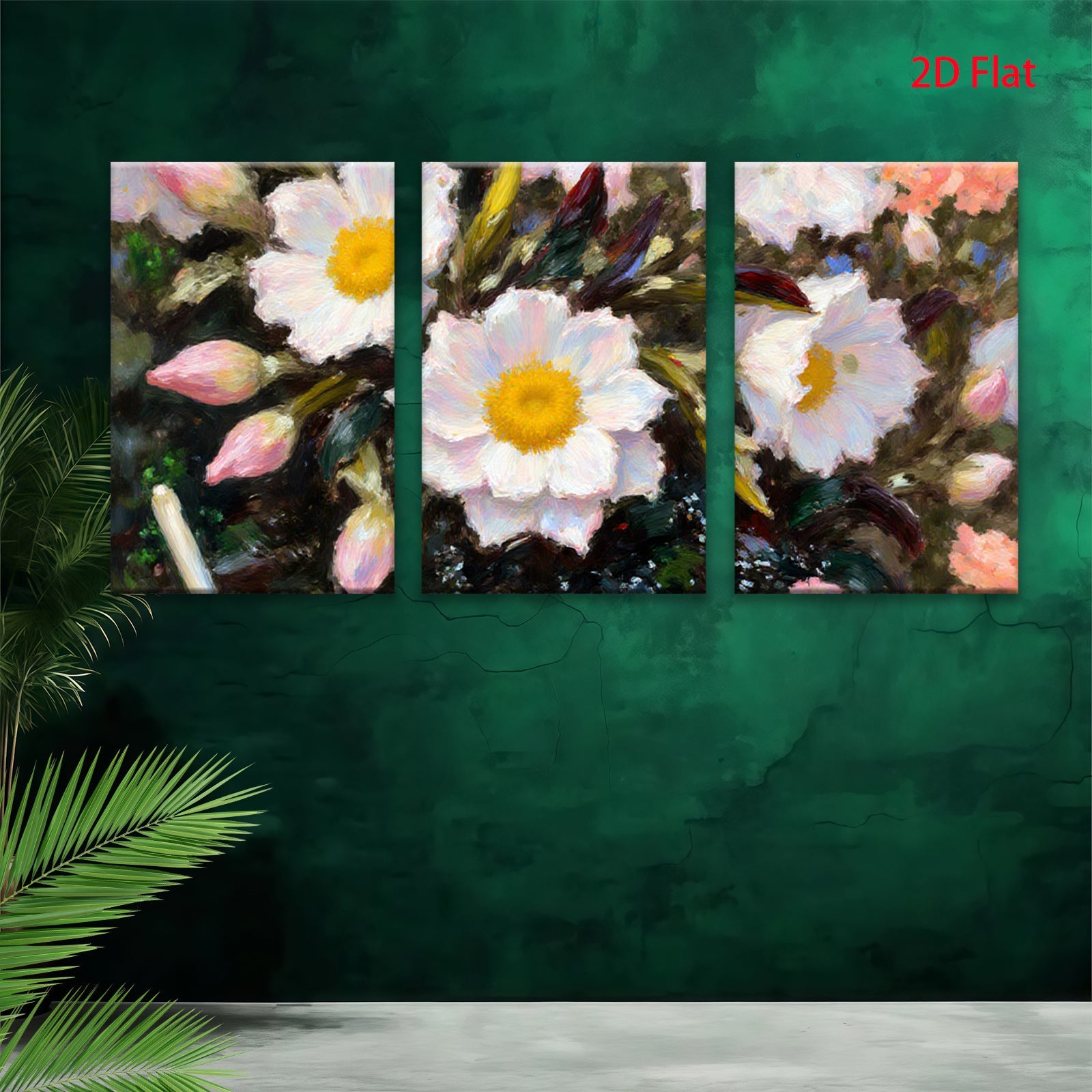 2D flat 1pc delicate wildflower bloom painting soft hues bedroom living room gallery wrapped canvas farmhouse wall art modern botanical prints