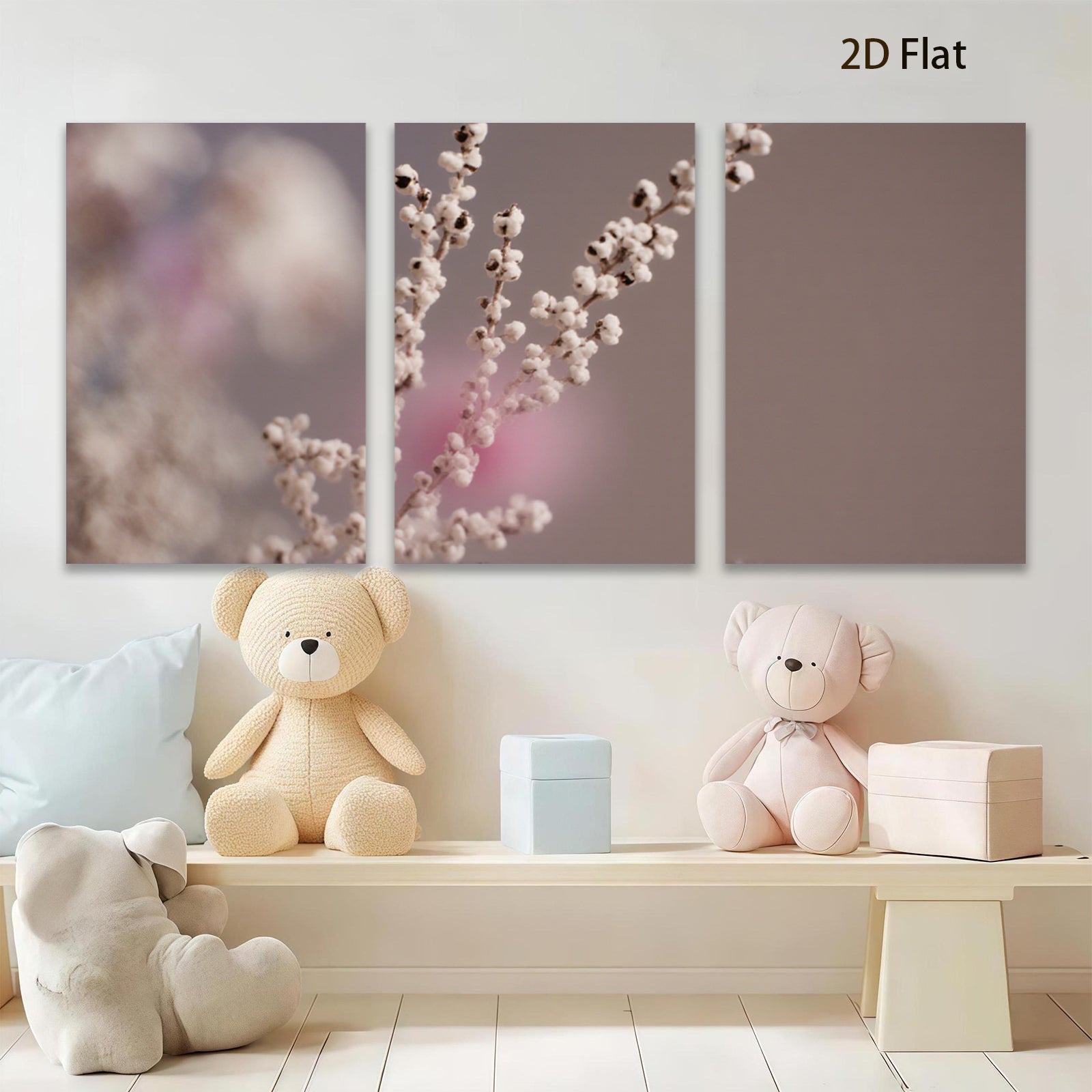 2D flat 1pc delicate wildflower stem botanical wall art farmhouse living room bedroom decor gallery wrapped canvas prints modern minimalist aesthetic cozy home vibes
