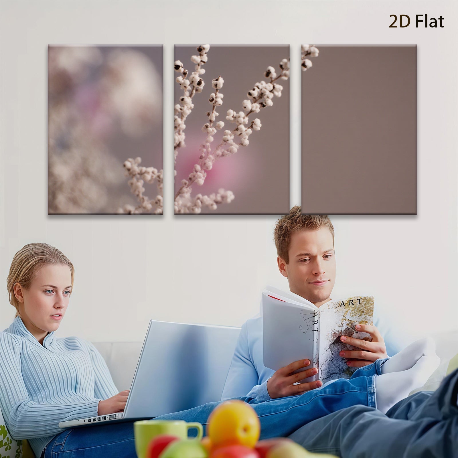2D flat 1pc delicate wildflower stem botanical wall art farmhouse living room bedroom decor gallery wrapped canvas prints modern minimalist aesthetic cozy home vibes