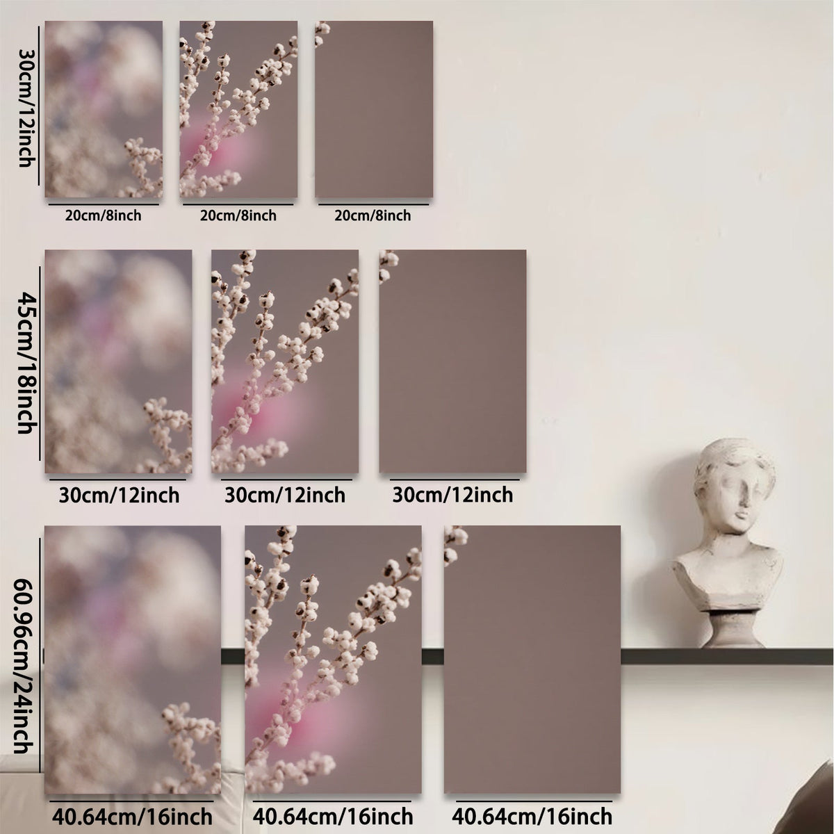 2D flat 1pc delicate wildflower stem botanical wall art farmhouse living room bedroom decor gallery wrapped canvas prints modern minimalist aesthetic cozy home vibes