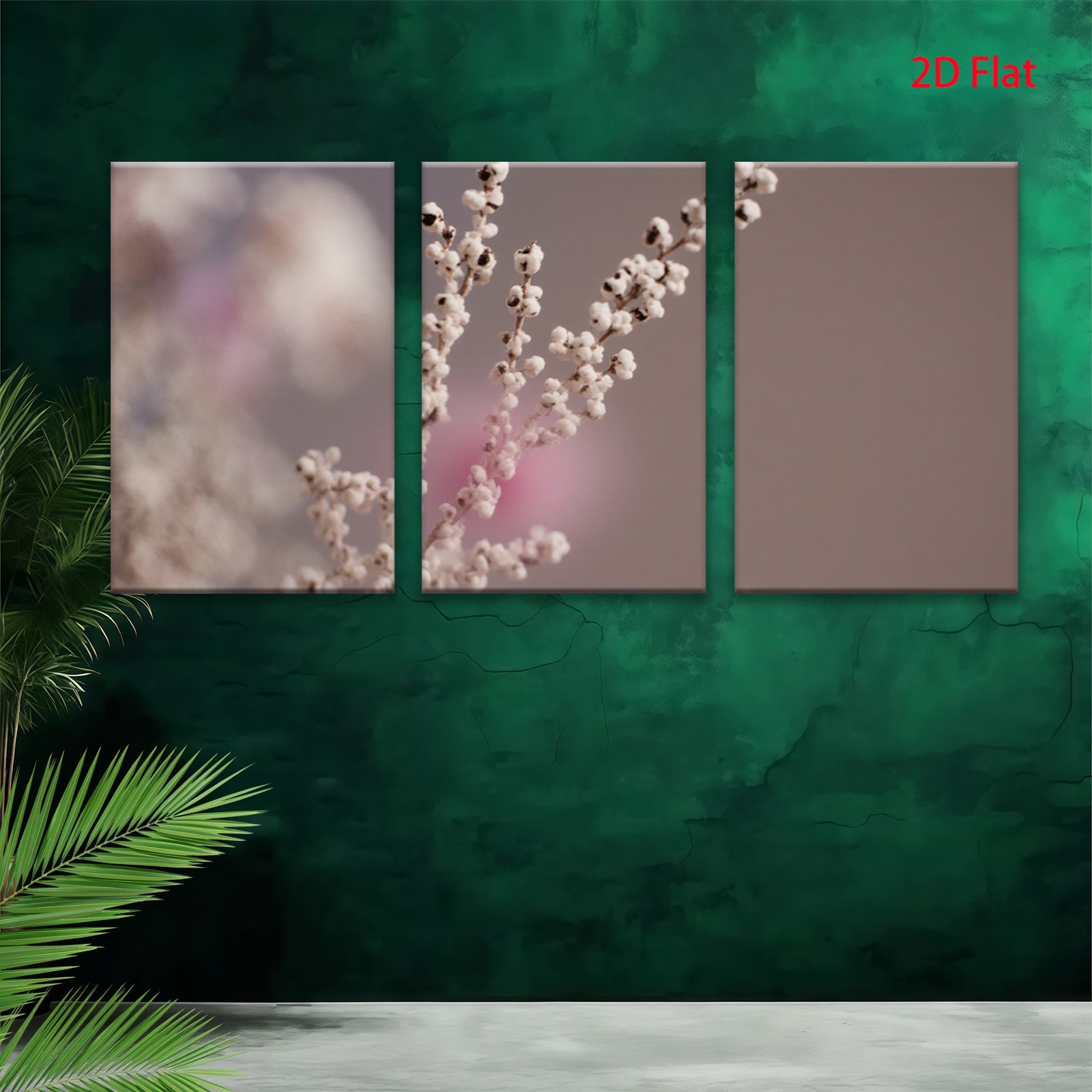 2D flat 1pc delicate wildflower stem botanical wall art farmhouse living room bedroom decor gallery wrapped canvas prints modern minimalist aesthetic cozy home vibes